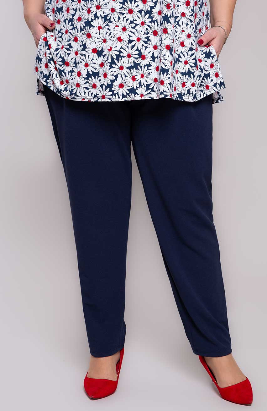 pantaloni eleganți bleumarin cu buzunare