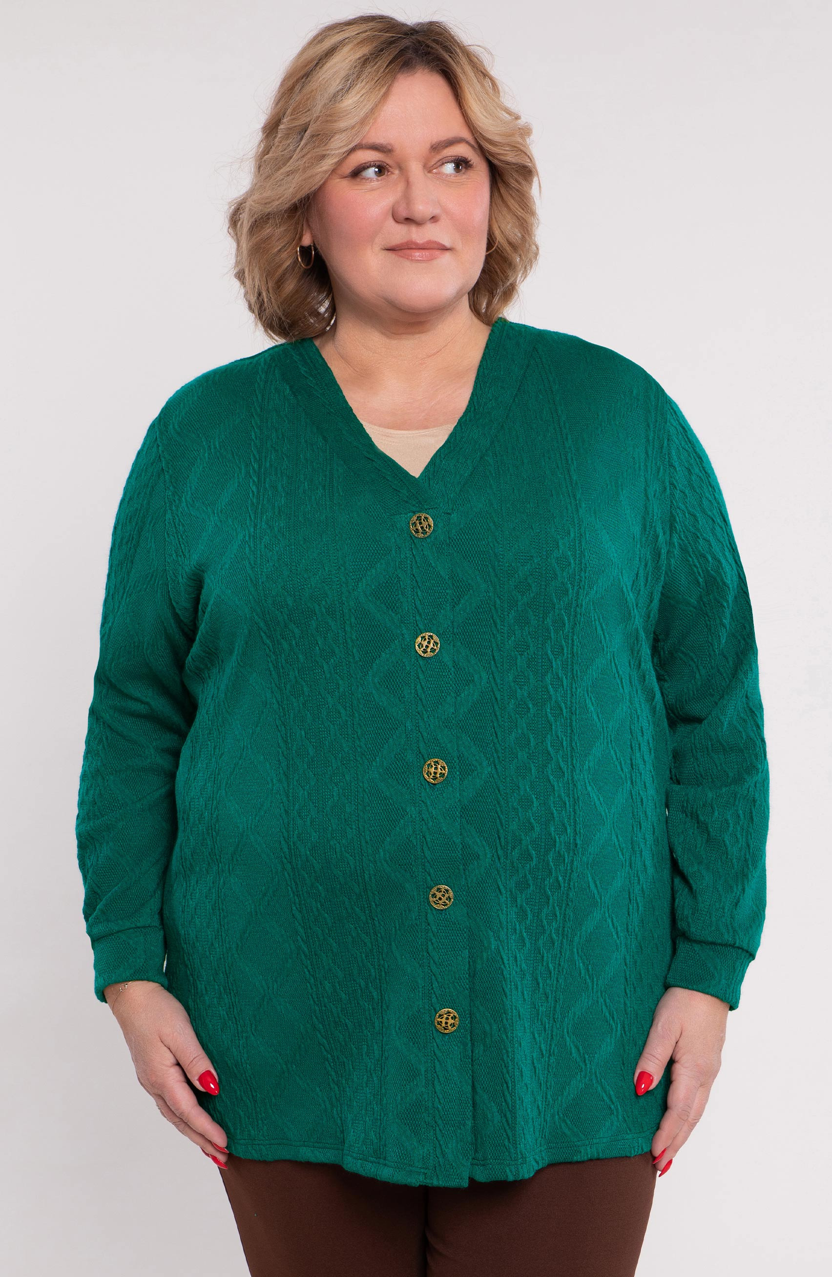 Pulover verde cu nasturi