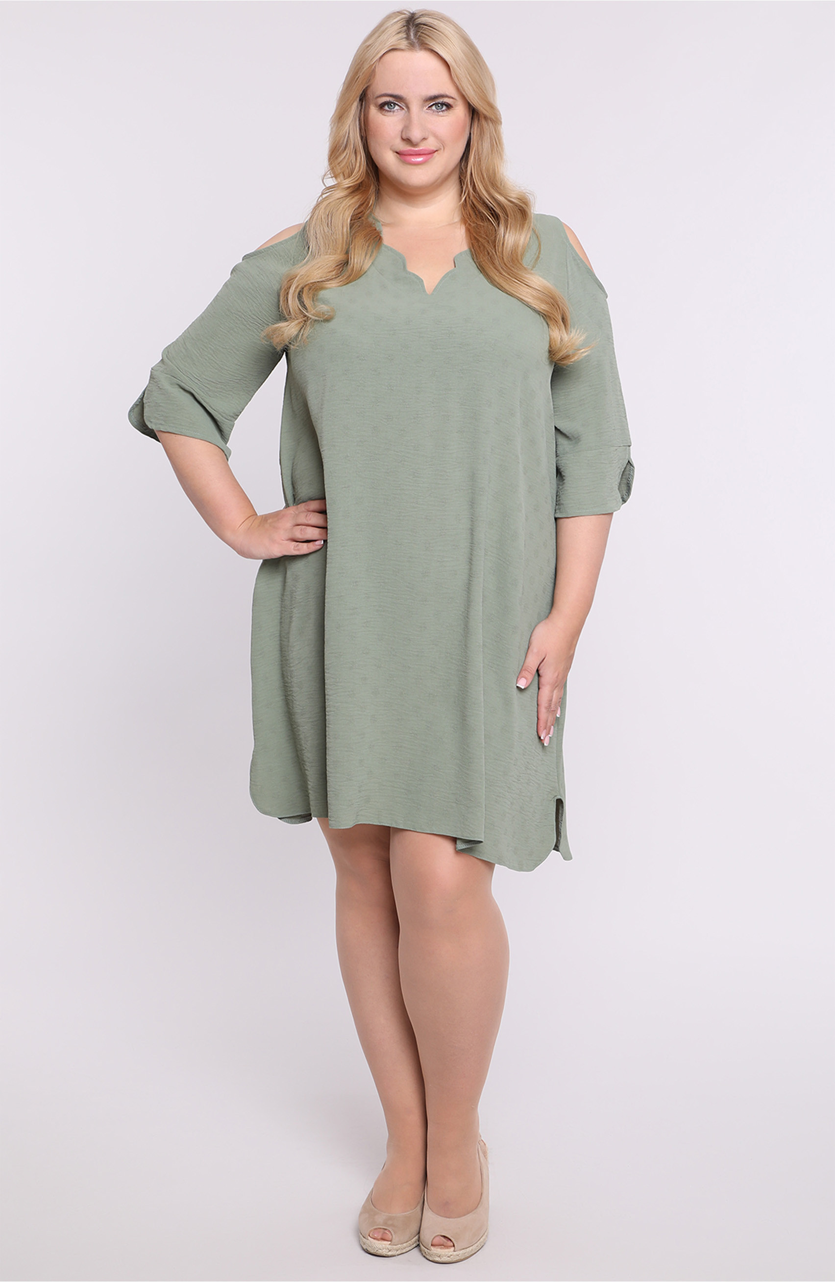 Rochie kaki fără umeri