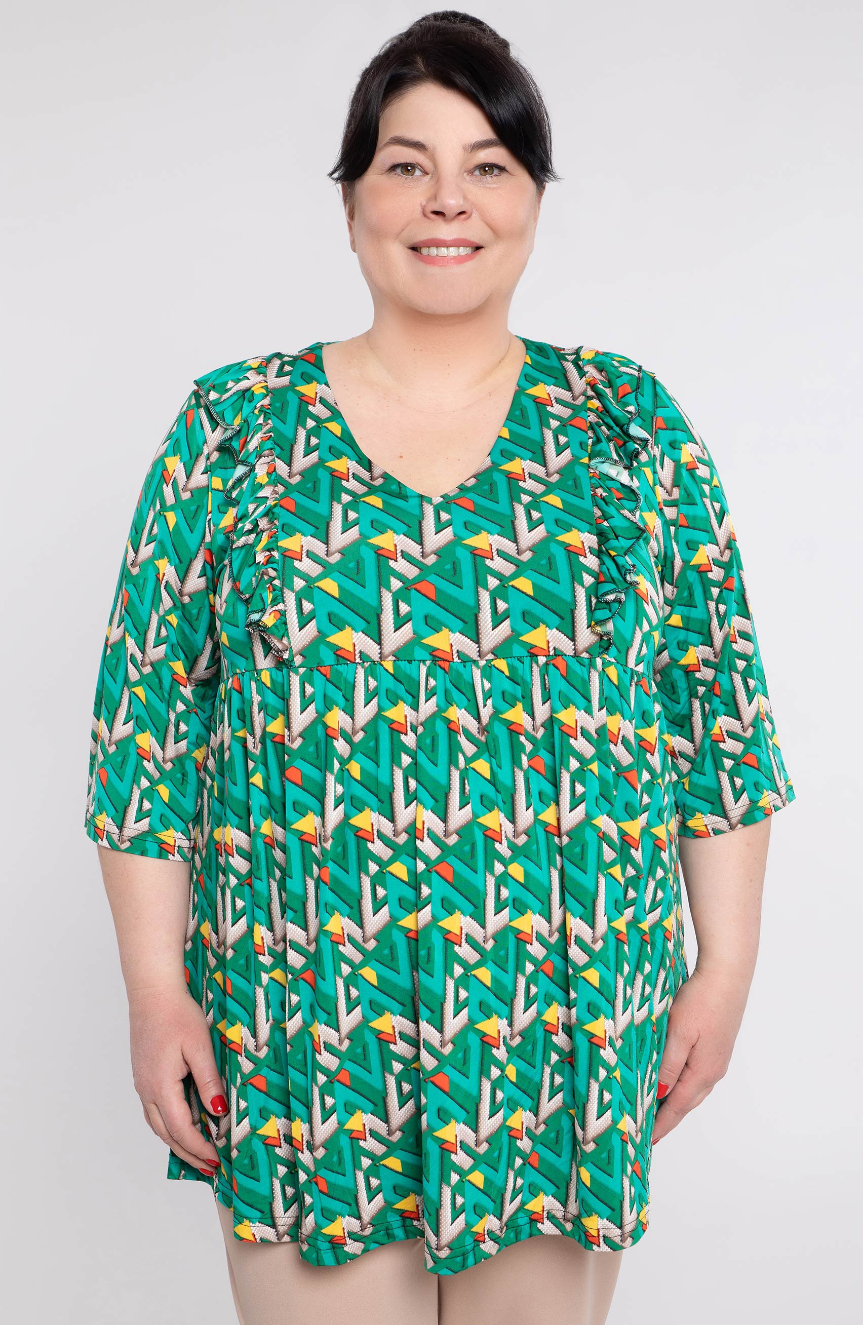 Model geometric tunică verde