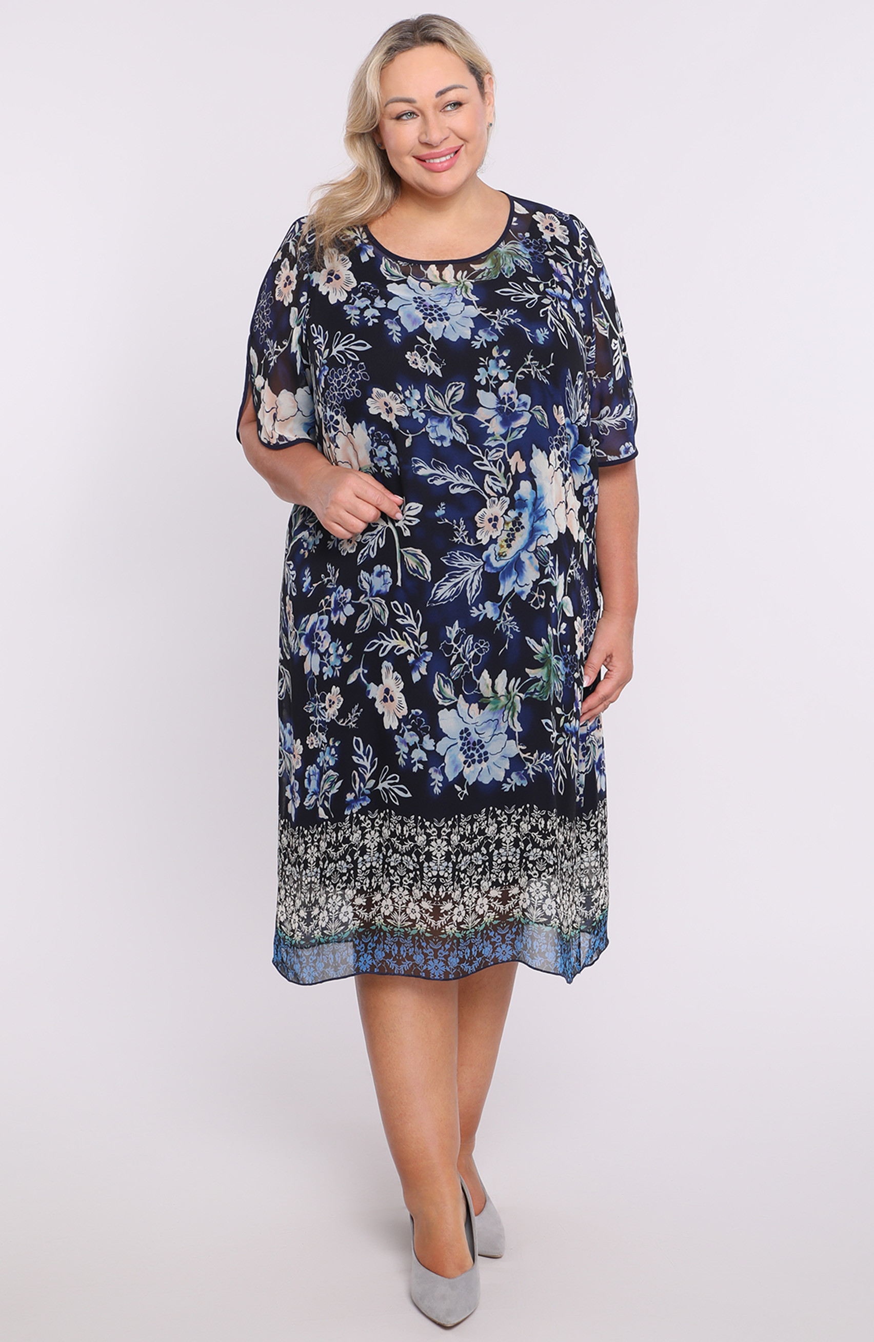 Rochie cu flori bleumarin
