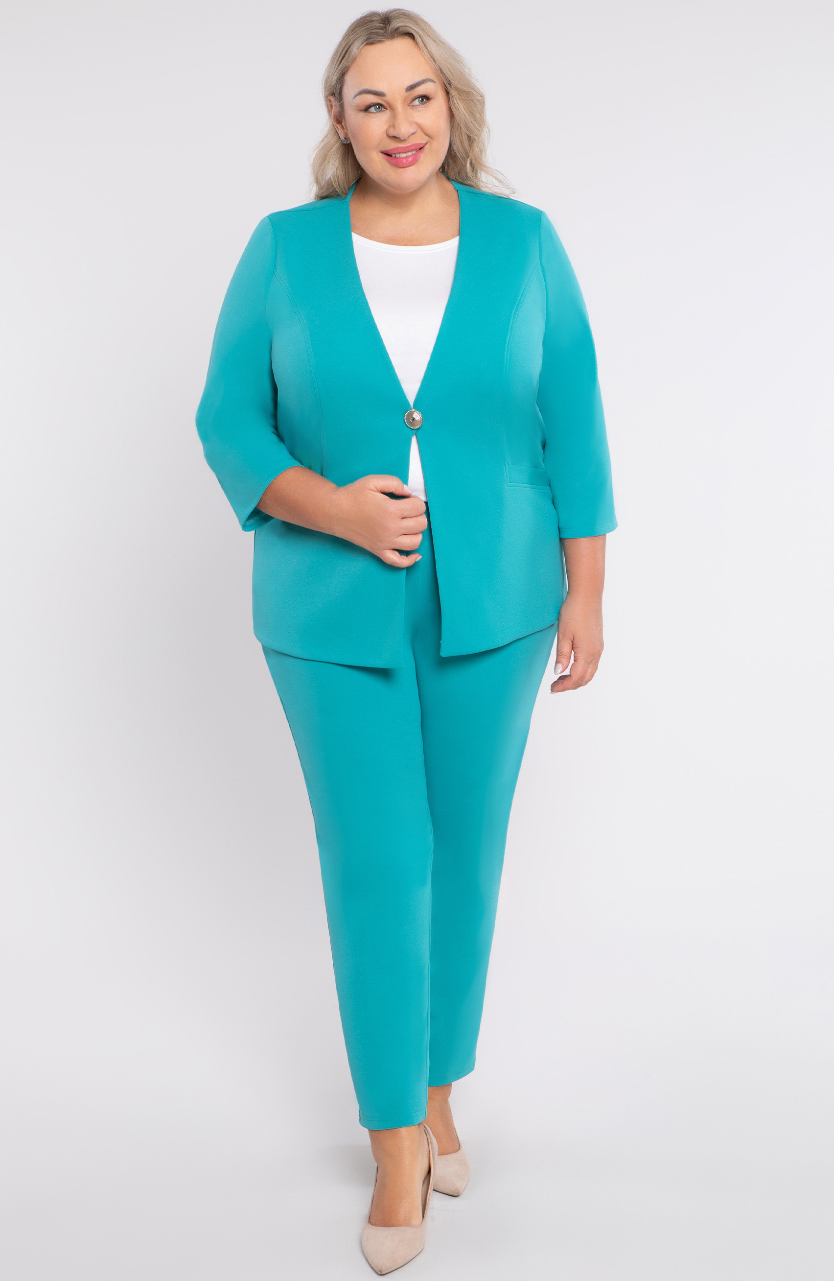 Costum elegant turcoaz