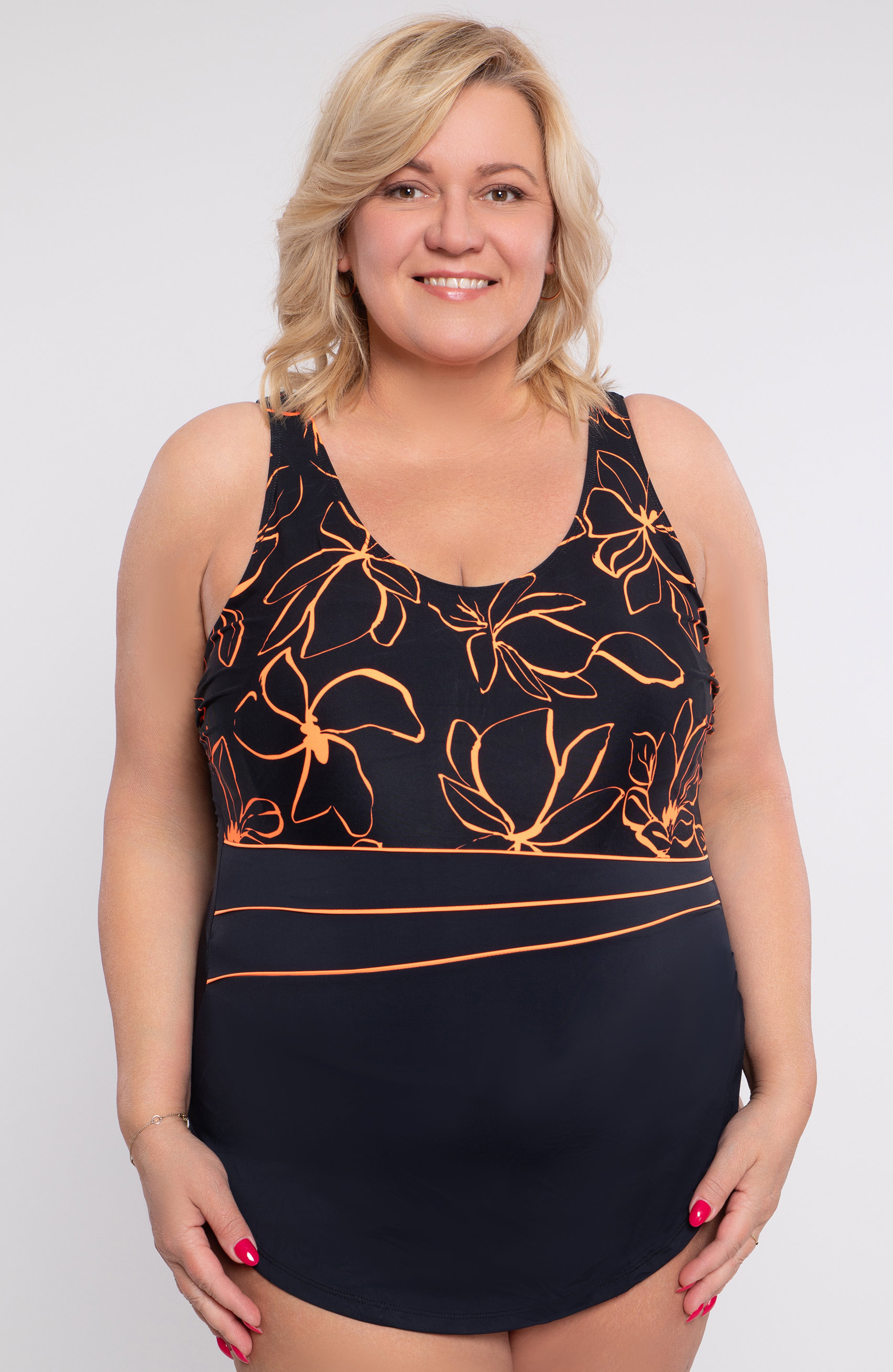 costum de baie dintr-o singură piesă cu imprimeu floral portocaliu