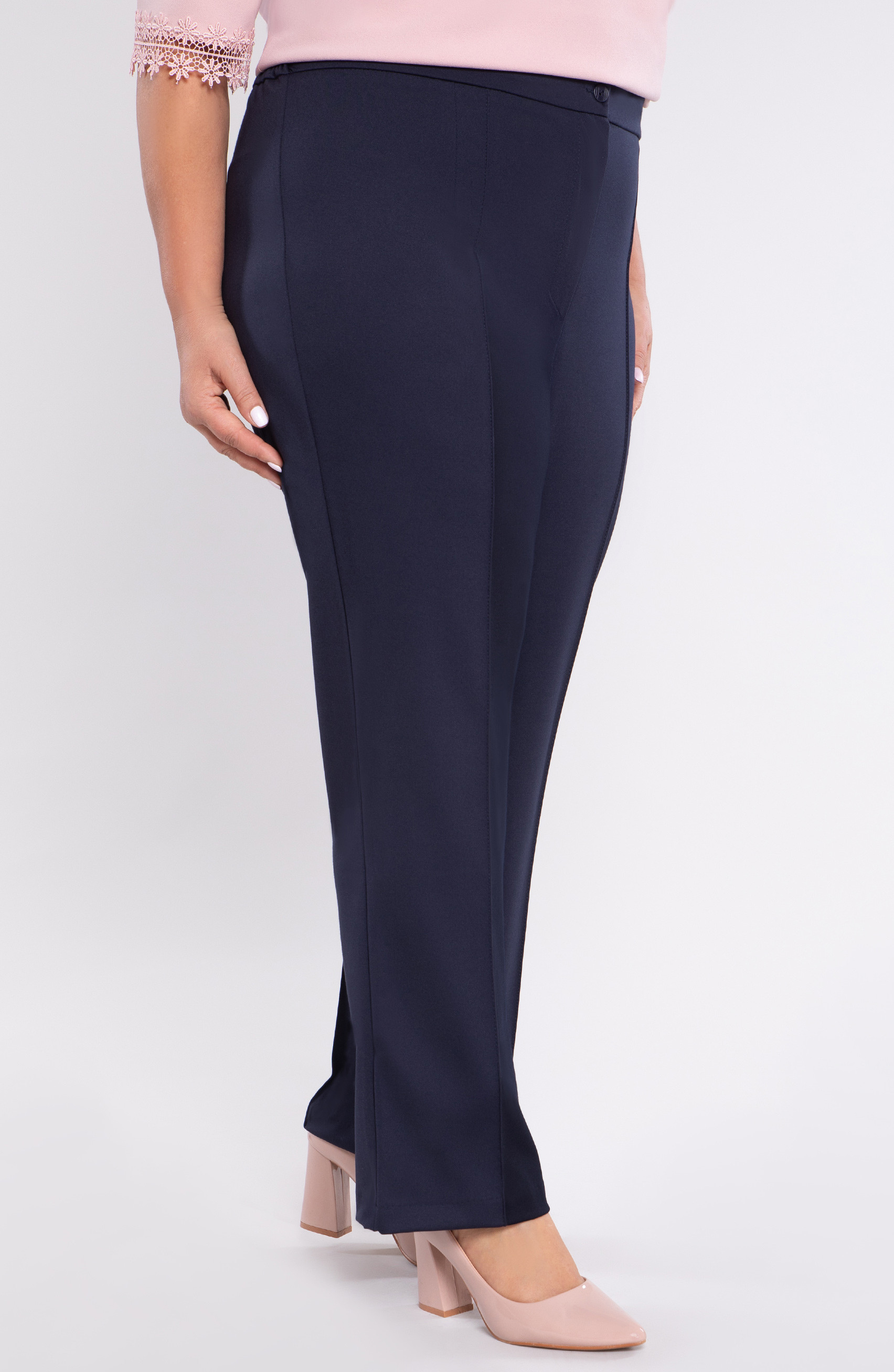 Pantaloni eleganți bleumarin netezi