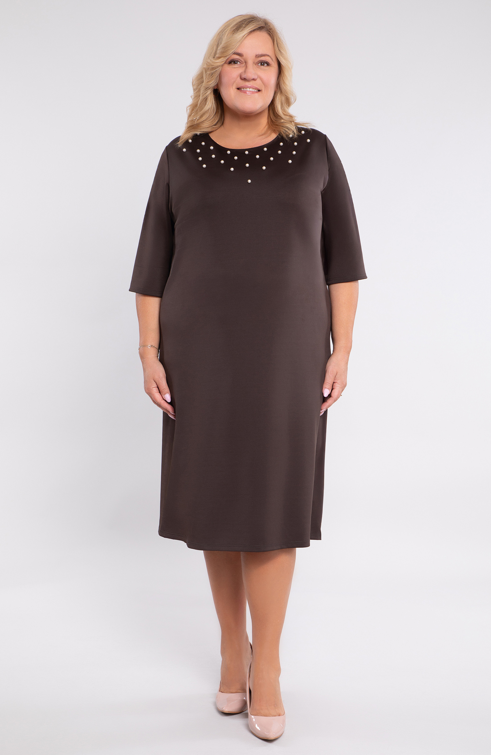 Rochie maro cu perle